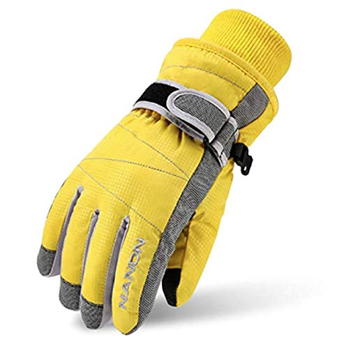 TRIWONDER Guantes de Invierno Niño Cálido Anti-Viento Nieve Guantes para Esquí Ciclismo al Aire Libre (Amarillo, M (9-14 años))