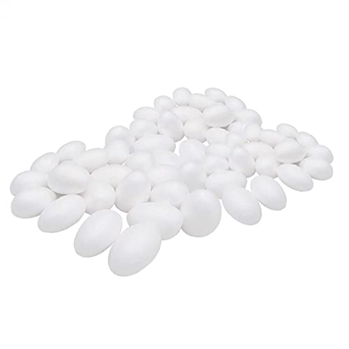 Tuimiyisou Blanco Huevos de Pascua Decorados con embarcaciones de Huevos Artificiales Huevos de plástico con una Cuerda como Pantalla decoración de Pascua 50 PCS