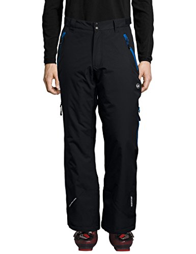 Ultrasport Professional Pantalones funcionales de esquí y snowboard Amud para hombre, con Ultraflow 5000 y sistema de rescate RECCO, Negro/Azul, 2XL