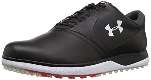 Under Armour Men's Performance SL Leather Golf Shoe, Black (001)/Sultry, 7.5