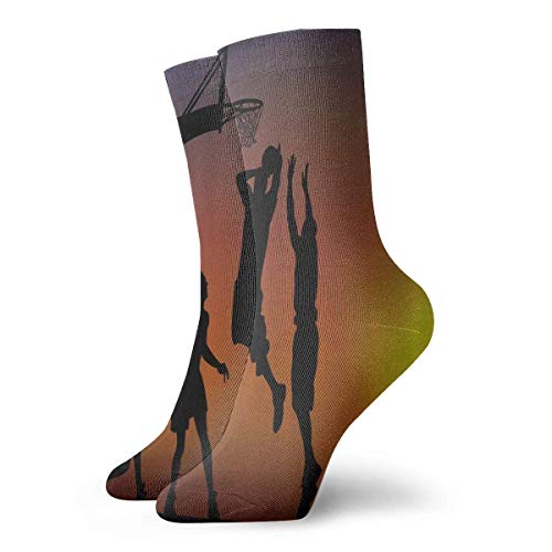 Unisex Jugar Baloncesto Silueta Calcetines de equipo clásico Calcetines de fantasía transpirables Correr Senderismo Calcetines de fin de semana Calcetines deportivos Calcetines cortos de equipo 11.8in