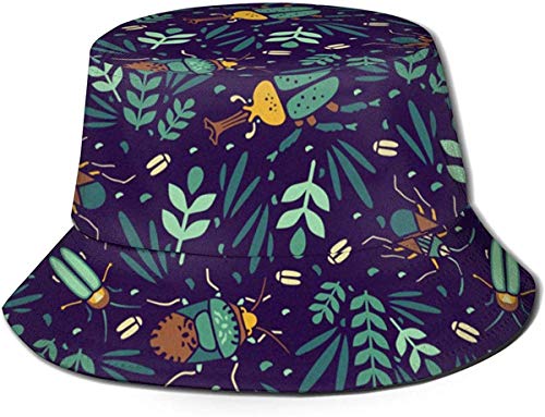 Unisex Urban Zoologie Dinosaurios Sombrero de Cubo de Viaje Gorra de Pescador de Verano Sombrero de Sol-Arte de Escarabajo de Insectos