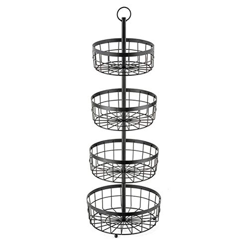 VAST Cesta de frutas STEELGEAR 4 niveles, organizador de verduras para cocina, almacenamiento de vegetales, soporte de frutas para mostrador de comedor, negro (color: 4f)