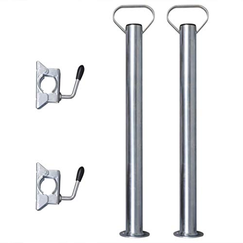 vidaXL 2 tubos de soporte con 2 abrazaderas para rueda jockey 48 mm accesorios