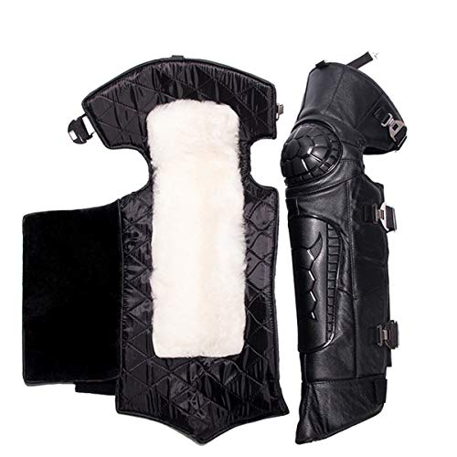 VOMI Rodilleras Moto con Forro Lana, Espinillera Motocross Enduro Hombre Adulto Impermeable Protección de Rodilla Protector Motocicleta Bicicleta Esquiar Carreras Monopatín,PU Leather