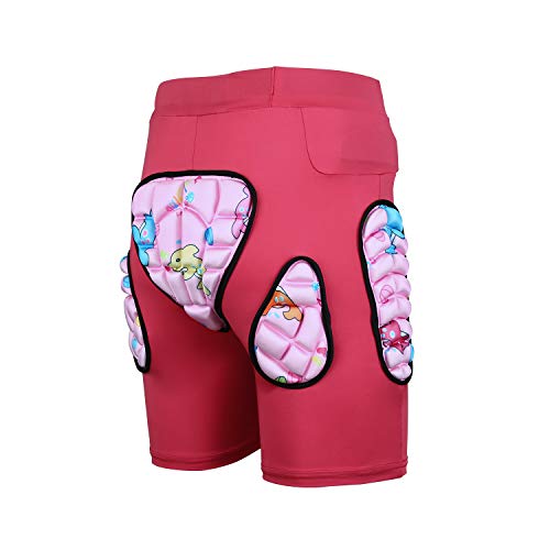 WILDKEN Pantalones Cortos de Protección para Niños Infantil Hip Equipo Acolchados de Protección para Cadera para Esquiar Skate Ski Snowboard (Rosa, S)