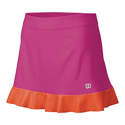 Wilson W Star Ruffle STR WVN Falda de Tenis, Mujer, Rosa (Rose Violet/Nasturtium), S