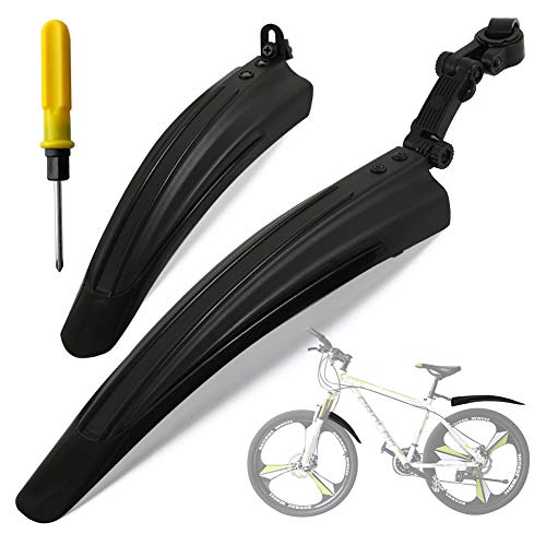 XCOZU Guardabarros Bicicleta, 2 Piezas Universales Espesar Guardabarros MTB Delantera y Trasera, Juego de Guardabarros Ajustables para Bicicleta de Montañ - Negro