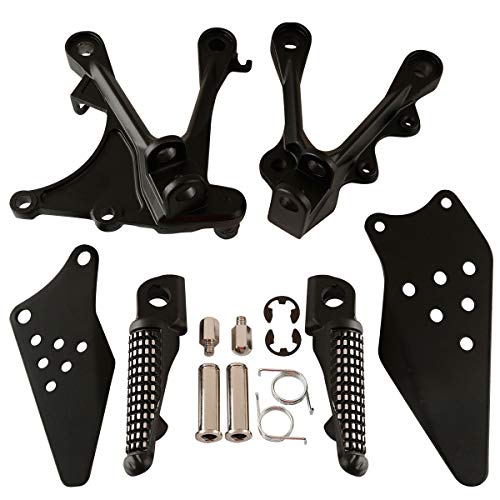 XMT-MOTOR Moto Frente Soporte Reposapiés Estriberas Clavijas para pies Pedales footrest para Kawasaki ZX6R 2005-2008 ZX636 2005-2006 2007