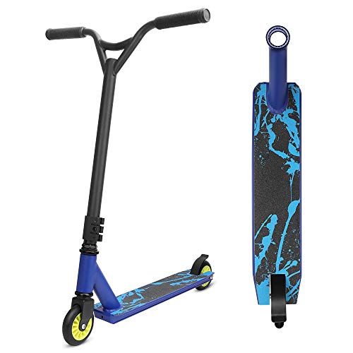 YOLEO Stunt Scooter, Patinete de Acrobacias Trucos, Patinete Freestyl, Kick Trick Scooter Pro para niños (Llama Azul)