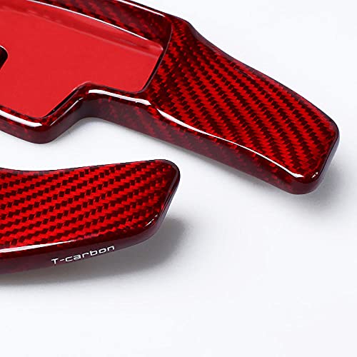 YOUYOUNX Fibra de Carbono, para Mercedes Benz CLA45 GLA45 AMG, Cubierta de Palanca de Cambios de extensión de Volante de Coche, embellecedor-Type_A_Red_Carbon