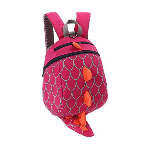 YWLINK NiñOs Y NiñAs De Dibujos Animados Lindo EstéReo 3D Dinosaurio Bandolera Mochila Mochila Portatil Bolsa Anti-CaíDa Viajes Al Aire Libre Regalo De CumpleañOs DíA De Miembro(Rosa caliente)