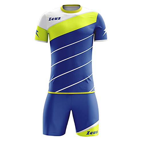 Zeus Kit Lybra Equipaciòn para el Fùtbol y el Voleibol Para Hombre Sport Pegashop Colour Eléctrico Royal-Amarillo Fluorescente (L)