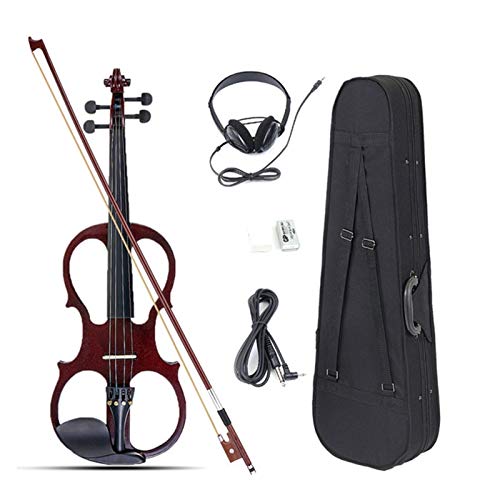 ZIJ 4/4 Violín eléctrico Fiddle Fiddle Instrument Basswood con Accesorios Funda para Auriculares de Cable para Amantes de la Música Principiantes Antiguos (Color : Wine Red)