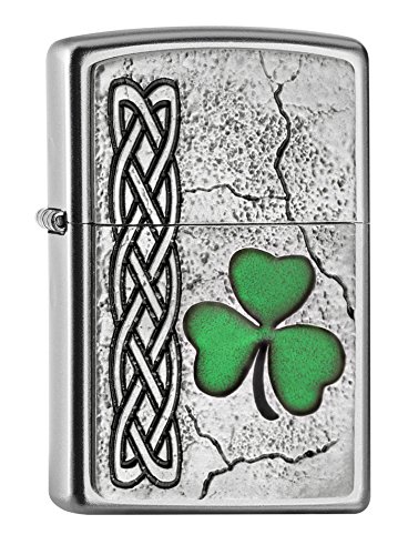 Zippo Feuerzeug PL Irish Shamrock Emblem Encendedor, Cromado, Plata, 6.0 x 4.0 x 2.0 cm