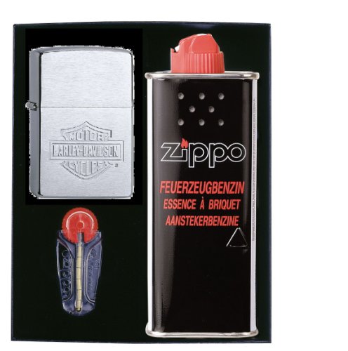 Zippo Harley Davidson Bar & Shield Set para regalo + a gasolina & piedras