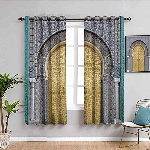 ZLYYH Cortinas Para Ventanas Retro palacio roma puerta 168x183cm Cortinas Opacas Doble Cara Grueso Suaves Evitar Rayos UV la Luz Proteccion Privacidad con Ojales para Salon Cocina Habitacion 2 Piezas