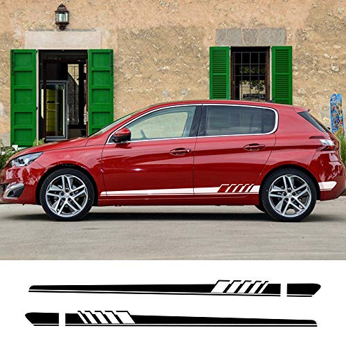 ZYHZJC 2 Piezas de Accesorios de Tuning para Coche con Etiqueta de Raya Lateral Larga para Coche para Peugeot 307 206 308 407 207 3008 208 508 2008 301 408 607 4008 5008