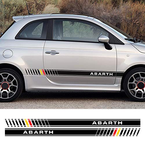 ZYHZJC 2 Unids Coche Ambas Calcomanía de Vinilo Lateral Puerta Etiqueta de Raya Lateral Auto Body Decor Accesorios de Película Gráfica para Fiat 500 Punto Panda Abarth