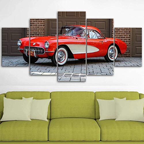 13Tdfc Cuadro En Lienzo 150X80Cm Coche CV Landscape Impresión De 5 Piezas Material Tejido No Tejido Impresión Artística Imagen Gráfica Decor Pared