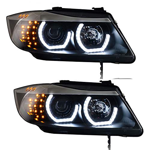 2 unids conjuntos de faros delanteros serie 3 E90 2006-2012 Bi-Xenon lente proyector doble haz Xenon HID kit con luces LED de circulación diurna