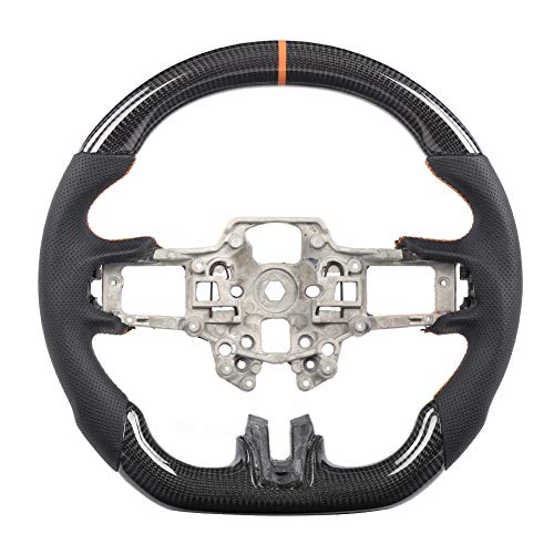 Akozon Volante Personalizado Mejorado Gamuza de Volante de Fibra de Carbono con 12 O-Clock Ring D-Type Racing diseñado Apto para Fo-rd Mustang EcoBoost/GT/Shelby GT350