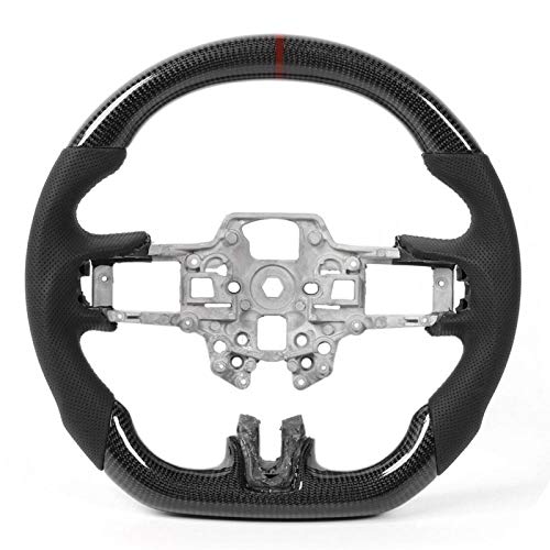 Akozon Volante personalizado mejorado Gamuza de volante de fibra de carbono con 12 O-clock Ring D-type racing diseñado para Fo-rd Mustang EcoBoost GT Shelby GT350 / GT350R 2018-2020(rojo)