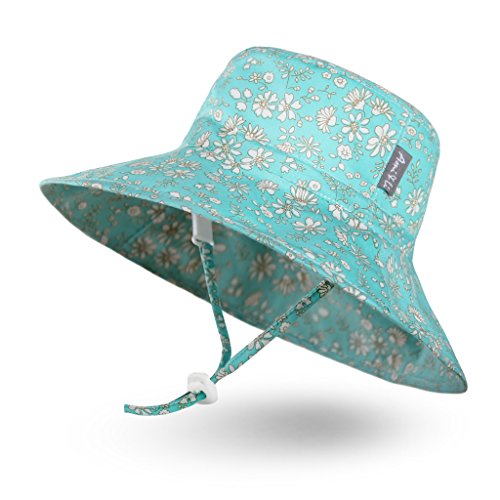 Ami & Li tots Niña Sombrero de Sol Bob Ajustable para Bebé Niña Niño Infantil Niños Pequeños Sombrero Protección Solar UPF 50 Unisexo-M:Fleurette Cian