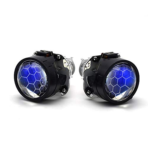 Angel Eye 2 piezas de 2.5 pulgadas de recubrimiento azul Honeycomb Mini Bi Xenon Proyector Lens Fit H4 H7Car Faro Faro Faro Motocicleta Motocicleta Kit Angel Eyes (Color : GREEN DEMON EYES)