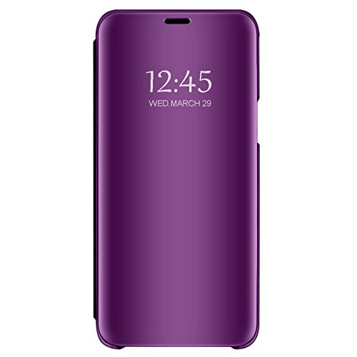 Beryerbi Funda Samsung Galaxy S8 Plus,Carcasa Galaxy S8 Espejo Mirror Flip PC Hard Case Ultra Delgada Anti-Scratch Protector Cover Soporte Plegable Caso Duro para S8/S8 Plus (Morado, Galaxy S8)