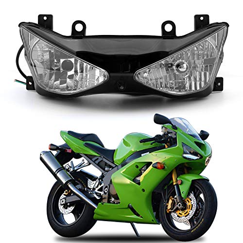 Bruce & Shark Conjunto de Faro Delantero de Motocicleta Apto para Kawasaki Ninja Zx636 Zx6R 2003-2004 Transparente