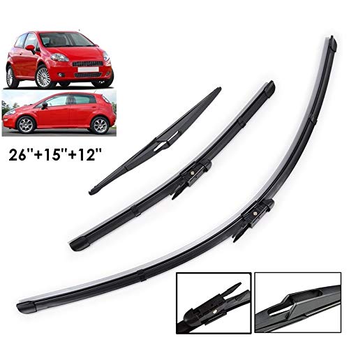 Byrhgood Limpiaparabrisas de Parabrisas para Fiat Punto EVO 2009-2013 Wiper de la Ventana Trasera Delantera para Fiat Grande Punto 2005-2011