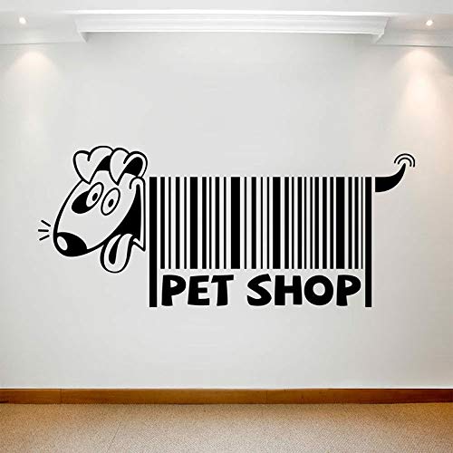 Calcomanías de pared de animales para perros, puertas y ventanas de código de barras creativas, pegatinas de vinilo, arte, tienda de mascotas, decoración de interiores, papel pintado con letras lindas