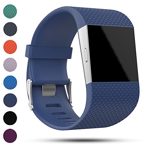 Correa de recambio para Fitbit Surge, de iFeeker. De silicona suave. Hebilla de metal. Recambio para monitor de actividad con herramientas incluidas, color azul oscuro