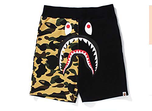 DIZHIGE Shark Ape Camo Shorts Mens Casual Sports Pants Fashion Jogger Summer Beach Short Unisex Yellow XL=US Size L
