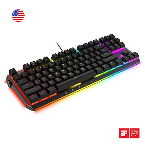 DREVO BladeMaster TE Cherry MX Teclado mecánico rojo para juegos Radi RGB retroiluminado, cable USB, perilla genio programable, 87K TKL QWERTY US Layout