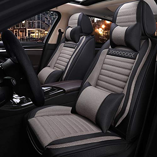 EET Juego Completo de Funda de Asiento, Tela de Moda, decoración Interior artística para Coche, protección para la mayoría de los Coches, 5 uds,Black Standard Edition