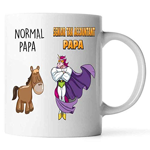 Elemiah Hester Taza de Papá Unicornio para Papá Normal y Contador Fiscal Senior Papá. Taza para papá, taza para el día del padre, divertida taza de café con unicornio con cita para papá (blanco, 11 oz