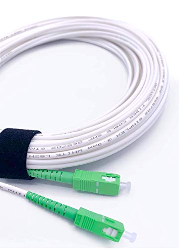 Elfcam Fibra óptica Cable SC/APC a SC/APC monomodo simplex 9/125µm LSZH, Blanco/Verde (15M)