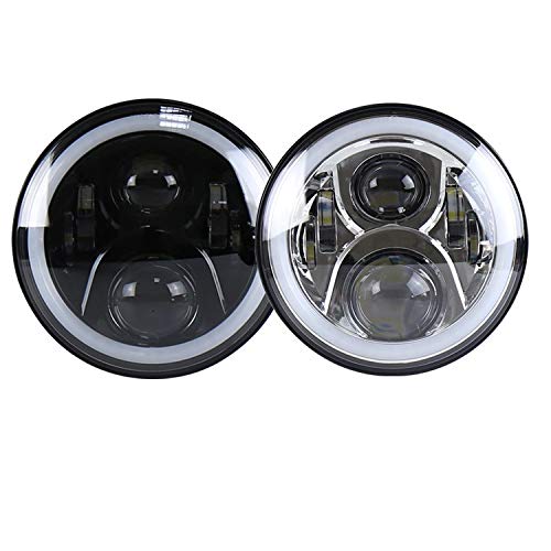 Faros delanteros LED de 7 pulgadas con ojos de ángel RGB para Wrangler JK LJ CJ Sahara Sport Rubicon faro delantero redondo DRL Control remoto 1997 ~ 2017