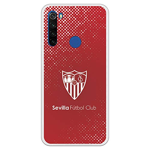 Funda para Xiaomi Redmi Note 8T Oficial del Sevilla FC Sevilla Trama y Escudo Blanco para Proteger tu móvil. Carcasa para Xiaomi de Silicona Flexible con Licencia Oficial del Sevilla FC.