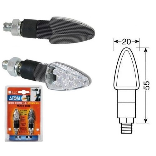 Husaberg FC 501 4 1996-2001 - Par de Intermitentes LED de 12 V de Carbono, homologados, para Moto, lámpara 90100 Atóm, luz Naranja indicadora