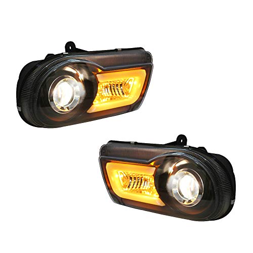 Juego de 2 faros delanteros para proyector de lente Bi-Xenon de 300 C 2005 – 2010 de doble haz de xenón HID con luces LED de circulación diurna.