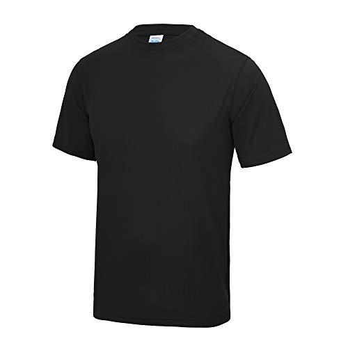 Just Cool - Camiseta lisa para hombre, Primavera-Verano, envolvente, Liso, Manga Corta, Hombre, color negro azabache, tamaño 4XL