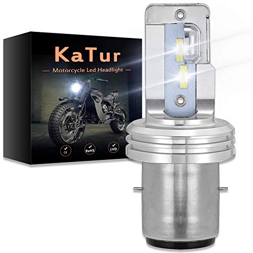 KATUR Motocicleta BA20D H6 Hi/Lo Beam LED Bombillas de Faros Superbrillantes mejorados Chips CSP Todo en uno Kit de conversión 1750 LM 18W 6500K (Blanco xenón)