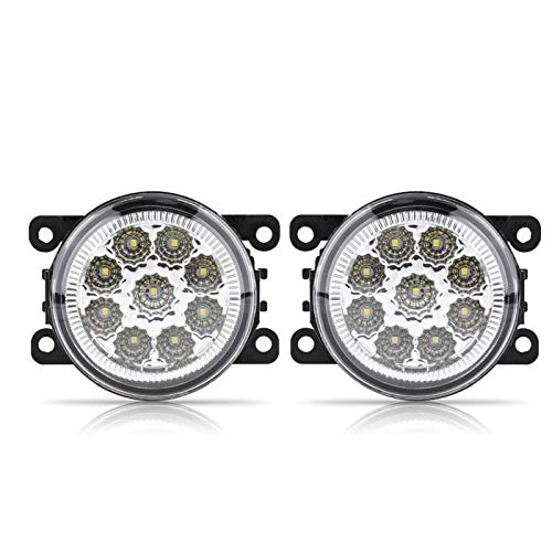 KIMISS Bombillas de luz antiniebla,9 LED Lámpara antiniebla delantera redonda para automóvil Luz diurna DRL para foco blanco