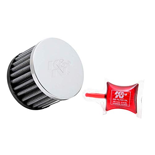 K&N RC-0890 Filtro cromado universal 1-13/16"FLG, 3"OD, 3"H Coche y Moto