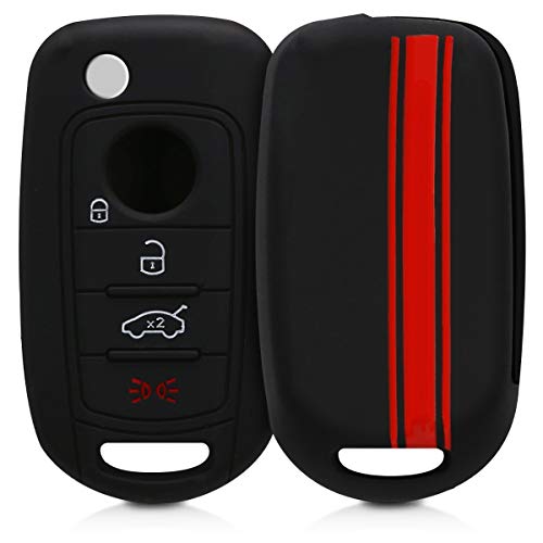 kwmobile Funda Compatible con Fiat Llave de Coche Plegable de 4 Botones - Carcasa Protectora Suave de Silicona - Rally