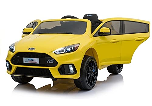 Lean Toys Ford Focus RS - Coche eléctrico infantil (2 x 45 W, 2,4 g), color amarillo