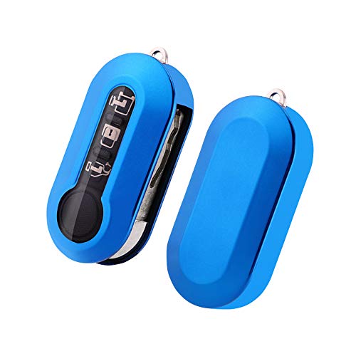 LFOTPP Fiat 500 500L Funda Llave, Silicona TPU Llavero, Protectora Shell Clave Coche Accesorios (Azul)